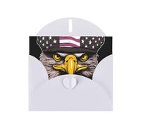 US Army Cool American Flag Eagle Holiday Cards | Double Sided Glitter Cardstock | Christmas, Birthday, Valentine's Day, Wedding & Party Invitations | Envelopes Included