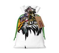 US Army Cool American Flag Eagle Print Christmas Bags with Drawstrings, Christmas Treat Pouches, Party Favor Bags S