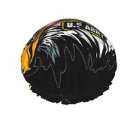US Army Cool American Flag Eagle Print Shower Cap â€“ Reusable, Double Layer, with Elastic Band â€“ Perfect for Home, Spa, Hotel, and Travel