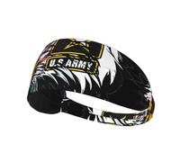 Us Army Cool American Flag Eagle Printing Adjustable Sports Elastic Exercise Headband-Soft, Breathable, Ideal For Football, Gym, Cycling