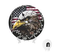 US Army Cool American Flag Eagle Wall Clock 10 Inch Non-Ticking Silent Analog Wall Clock Battery Operated Clock Round Decorative Clocks for Office, Home, Bathroom, Kitchen, Bedroom, Living Room