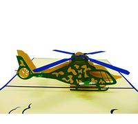 US Army Helicopter, Pop Up Card, 3D Popup Greeting Cards, for Birthday, Valentine's Day, Mothers Day, Spring, Fathers Day, Graduation, Wedding, Anniversary, Thank You, Get Well, All Occasion | 7" x 5"