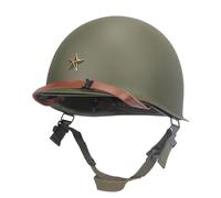 US Army Paratrooper Air Force M1C Helmet, Military Fan Field Double-Layer Retro Steel Helmet, for Airsoft Outdoor CS Hunting(Style2)