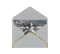 Us Army Plane Luxury Pearl Paper Greeting Card With Gold Border, Blank Inside, With Envelope - Birthday, Wedding, Christmas, Valentine