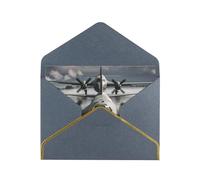 Us Army Plane Luxury Pearl Paper Greeting Card With Gold Border, Blank Inside, With Envelope - Birthday, Wedding, Christmas, Valentine
