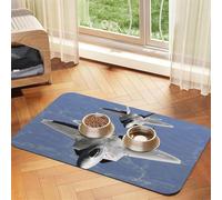 US Army Plane Patterned Pet Feeding Mat with Water-Absorbing PU Top & Rubber Base - Anti-Slip Dog Cat Food Mat for Cats, Dogs & Pets, 40x60cm