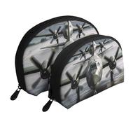 Us Army Plane Portable Shell Makeup Bag Set (2 Pieces), Zippered Travel Toiletry Bag For Cosmetics