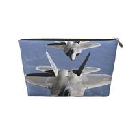 US Army Plane Printed Leather Travel Toiletry Makeup Bag with Gold Zipper for Women on the Go