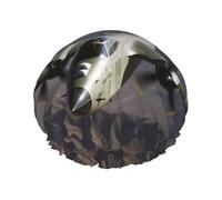 US Army Plane Shower Cap for Women Men, Adjustable Reusable Shower Bonnet Double Layer Waterproof Bath Caps, EVA Lining, Elastic Band Hair Cap for All Hair Lengths