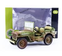 US Army WWII Jeep Vehicle Green Weathered Version 1/18 Diecast Model Car by American Diorama