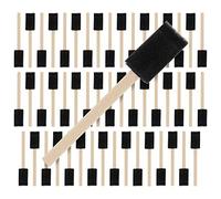 US Art Supply 1 inch Foam Sponge Wood Handle Paint Brush Set, 50-Pack