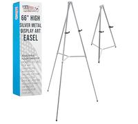 US Art Supply 66 inch Tall Gallery Large Silver Aluminum Display & Presentation Floor Easel (1-Easel) by US Art Supply