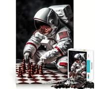 US Astronaut Playing Chess Adults Puzzles 1000 Piece Jigsaws Recall Skill Fun High Precision Die Cut Easy to Learn Family Enjoyment (50x75cm)