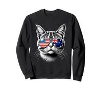 US Australian Cat Sunglasses Design Australia USA Flag Sweatshirt
