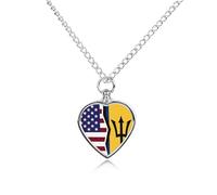 US & Barbados Flag Novelty Urn Necklace for Ashes Pet Dog Cremation Jewelry Memorial Keepsake Pendants