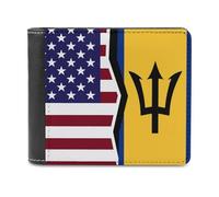 US & Barbados Flag Slim Men's Wallets Soft Front Pocket Bifold Wallet with ID Credit Card Holder