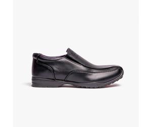 US Brass B612A Boys Slip On School Shoes Black - UK 1