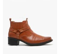 US Brass EASTWOOD Mens Harness Ankle Cowboy Boots Tan - UK 7