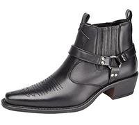 Us Brass Mens Eastwood Cowboy Gusset Harness Western Ankle Boots (UK 9, Black)
