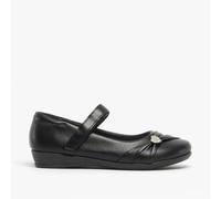 US Brass PAIGE II Girls Touch Fastened Diamante Brooch Bar Shoes Black - UK 11