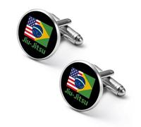 US Brazil Jiu-Jitsu Mens Classic Cufflinks Custom Shirt Cuff Links Jewelry Accessories for Business Wedding 0.7" 0.8"