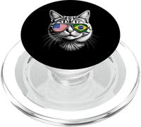 US Brazilian Cat Sunglasses Design Brazil USA Flag PopSockets PopGrip for MagSafe