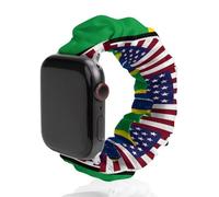 US & Brazilian Flag Novelty Stretch Watch Strap Compatible for IWatch Funny Smart Watches Bands