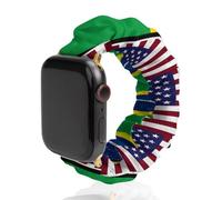 US & Brazilian Flag Novelty Stretch Watch Strap Compatible for IWatch Funny Smart Watches Bands