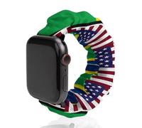 US & Brazilian Flag Novelty Stretch Watch Strap Compatible for IWatch Funny Smart Watches Bands
