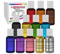 US Cake Supply by Chefmaster Airbrush Cake Colour Set - The 12 Most Popular Colours in 0.7 fl. oz. (20ml) Bottles