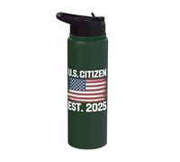 US Citizen Est 2025 Immigrant American Flag Citizenship Stainless Steel Insulated Water Bottle