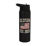 US Citizen Est 2025 Immigrant American Flag Citizenship Stainless Steel Insulated Water Bottle