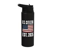 US Citizen Est 2025 Immigrant American Flag Citizenship Stainless Steel Insulated Water Bottle