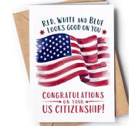 US Citizenship Congratulations Card - Proud to Be an American Citizen Card for Women or Men - New American Naturalization Idea for USCIS Oath Ceremonies - Congrats on Your Citizenship - NUM 275