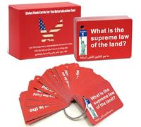 US Citizenship Flash Cards 2025 100 USCIS Civics Questions with Metal Ring for American Exam (Arabic)