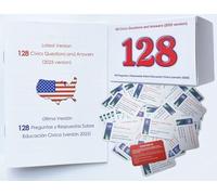 US Citizenship Flash Cards 2026-128 USCIS Civics Questions & Answers, Civics Test Flash Cards Bilingual Booklet Combo Set - Tarjetas de ciudadania 2026 inglés y español, Naturalization Study