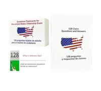US Citizenship Study Guide - Bilingual Civics Manual, 128 Sheets with English Spanish Translation, Premium Cardstock Paper, Comprehensive Flash Cards for History Government Questions Answers
