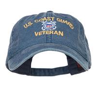US Coast Guard Veteran Embroidered Washed Cap - Blue -
