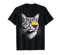 US Colombian Cat Sunglasses Design Colombia USA Flag T-Shirt