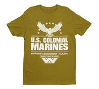 US Colonial Marines - Retro - Funny Graphic Men's T-Shirt - Casual Printed Tee - Great Gift for Dad, Husband or Brother - Green - XL