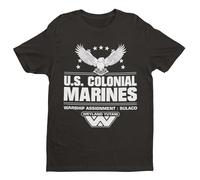 US Colonial Marines - Retro - Funny Graphic Men's T-Shirt - Casual Printed Tee - Great Gift for Dad, Husband or Brother - Black - 2XL