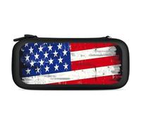 US Distressed Flag Carrying Case Compatible with Switch Hard Travel Storage Bag with 15 Game Card Slots