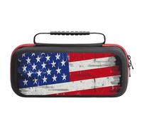 US Distressed Flag Carrying Case Compatible with Switch Hard Travel Storage Bag with 20 Game Card Slots