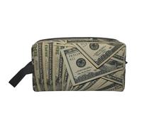 US Dollar Currency Money Printed Big Capacity Storage Bag, Portable Toiletry Organizer with Secure Zipper Closure