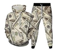 US Dollar Money 3D Print Men Tracksuits Women Hooded Sportswear Hoodies+Jogger Pants 2Pcs Set Autumn Fashion Clothes