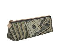 Us Dollar Money Leather Pencil Case Slim Design Pen Bag with Metallic Zipper Pocket Size for Or Student Office College Middle School Pen Pouch