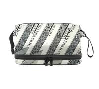 US Dollars Double Layer Cosmetic Bag for Women and Girls, Travel Toiletry Bag Makeup Handy Pouch Organiser Bag with Brush Compartment