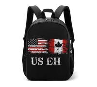 US EH U.S. Canada Flag Casual Daypack Daily Backpacks Travel Shoulder Bag with Adjustable Straps for Women Men