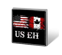 US EH U.S. Canada Flag Funny Lapel Pins Square Brooch Tie Suit Dress Accessories for Men Women Wedding Birthday
