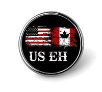 US EH U.S. Canada Flag Round Brooch Pin Lapel Pins Tie Suit Dress Accessories for Men Women Wedding Birthday